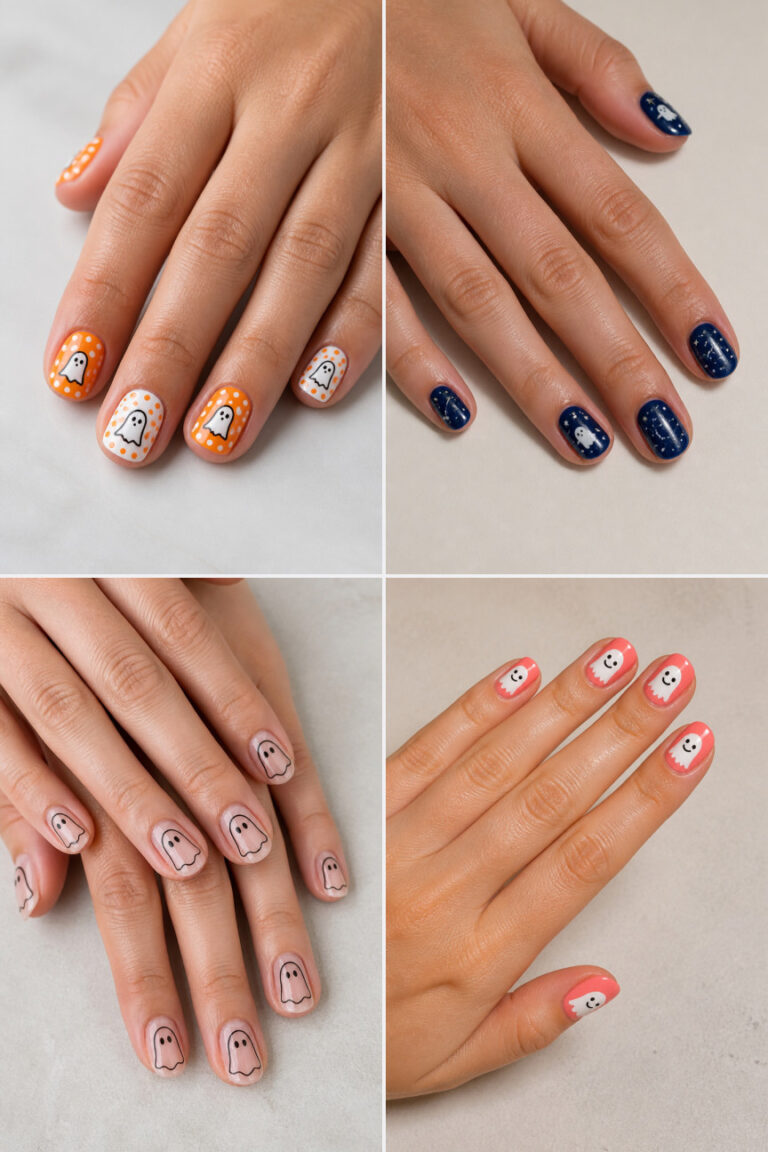 15 Cute Ghost Halloween Nail Designs for Short and Medium Nails