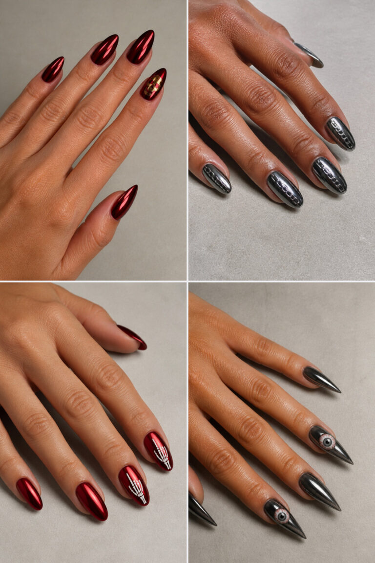 15 Halloween Chrome Nail Designs for a Modern Spooky Manicure