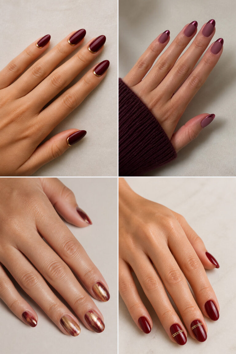 15 Thanksgiving Nail Designs in Burgundy, Cranberry, and Gold