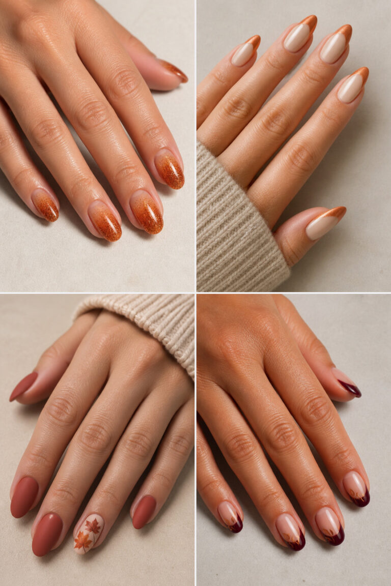 15 Thanksgiving Nail Designs With Pumpkin, Leaves, and Warm Autumn Colors
