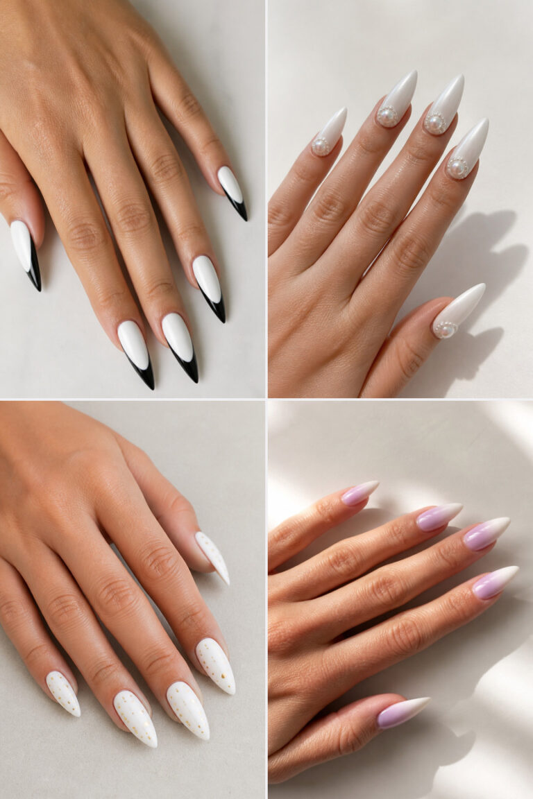18 White Stiletto Nail Designs