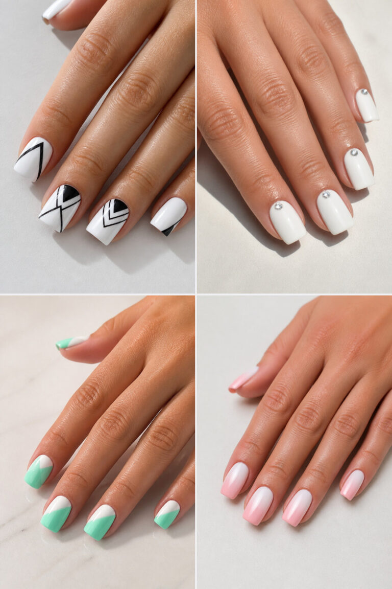 20 White Square Nail Ideas