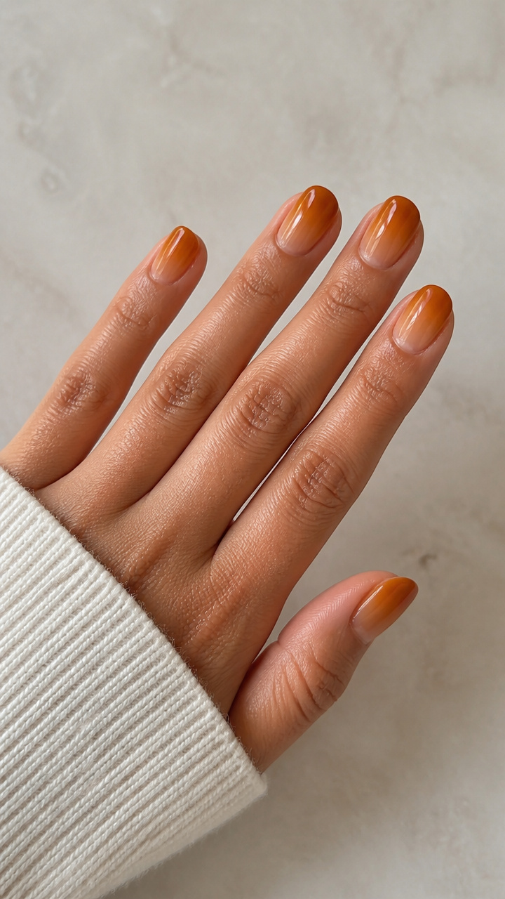 Amber Honey Gradient with Clear Top Coat for Glass Shine
