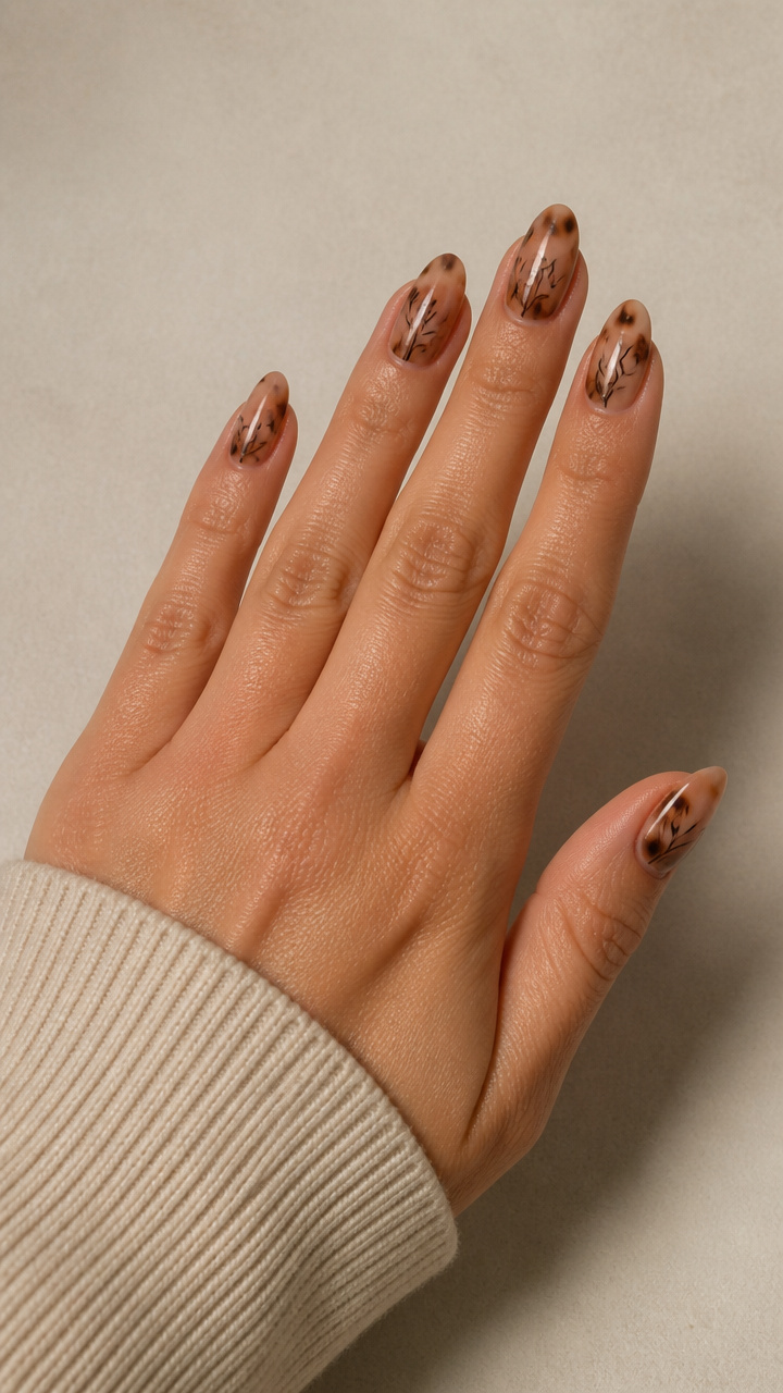 Beige Tortoiseshell with Delicate Black Line Art