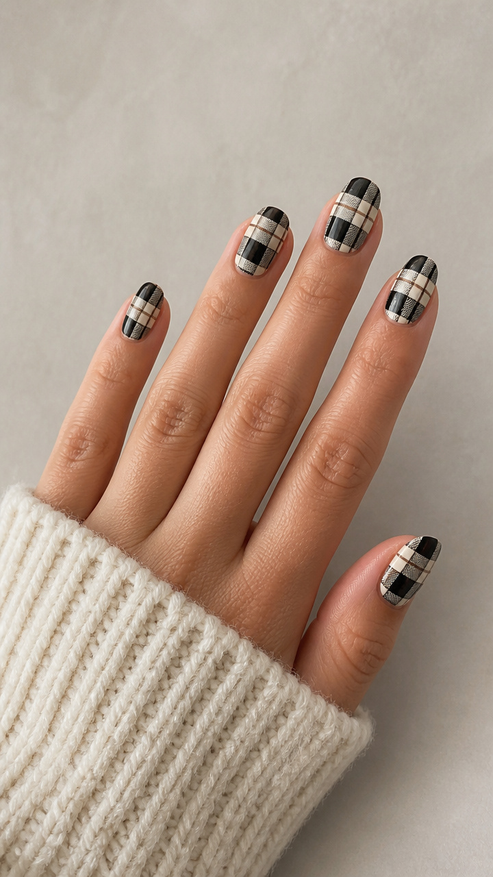 Black and Cream Tartan Plaid Pattern