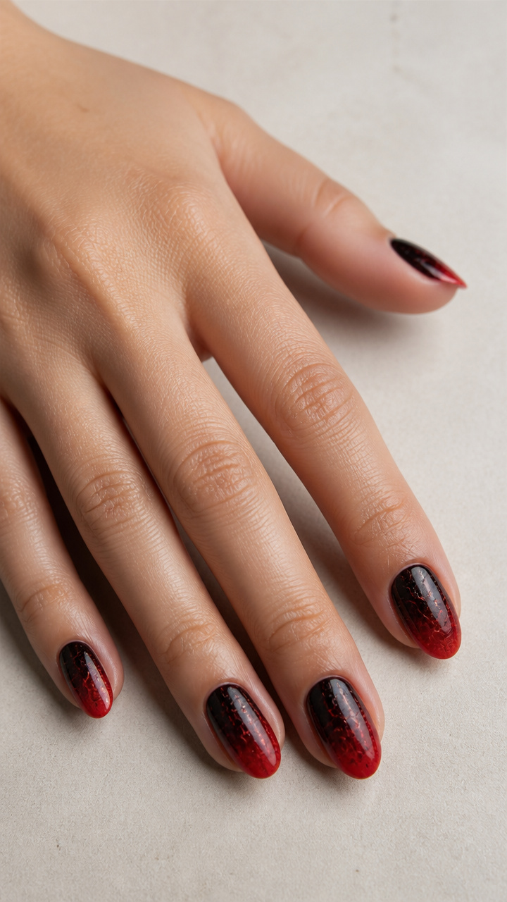 Blood Moon Gradient with Cracked Gel Effect