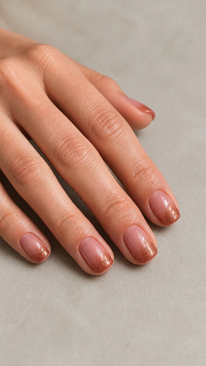 Blush Pink Gradient with Copper Shimmer Dust