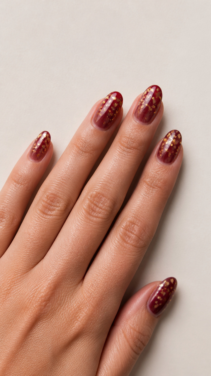 Burgundy Gradient with Gold Foil Confetti