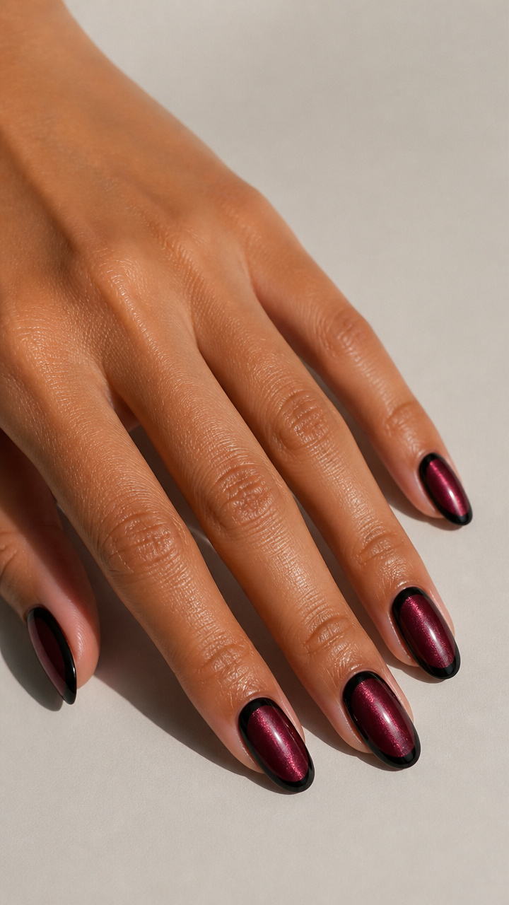 Burnished Burgundy Chrome with Black French Border