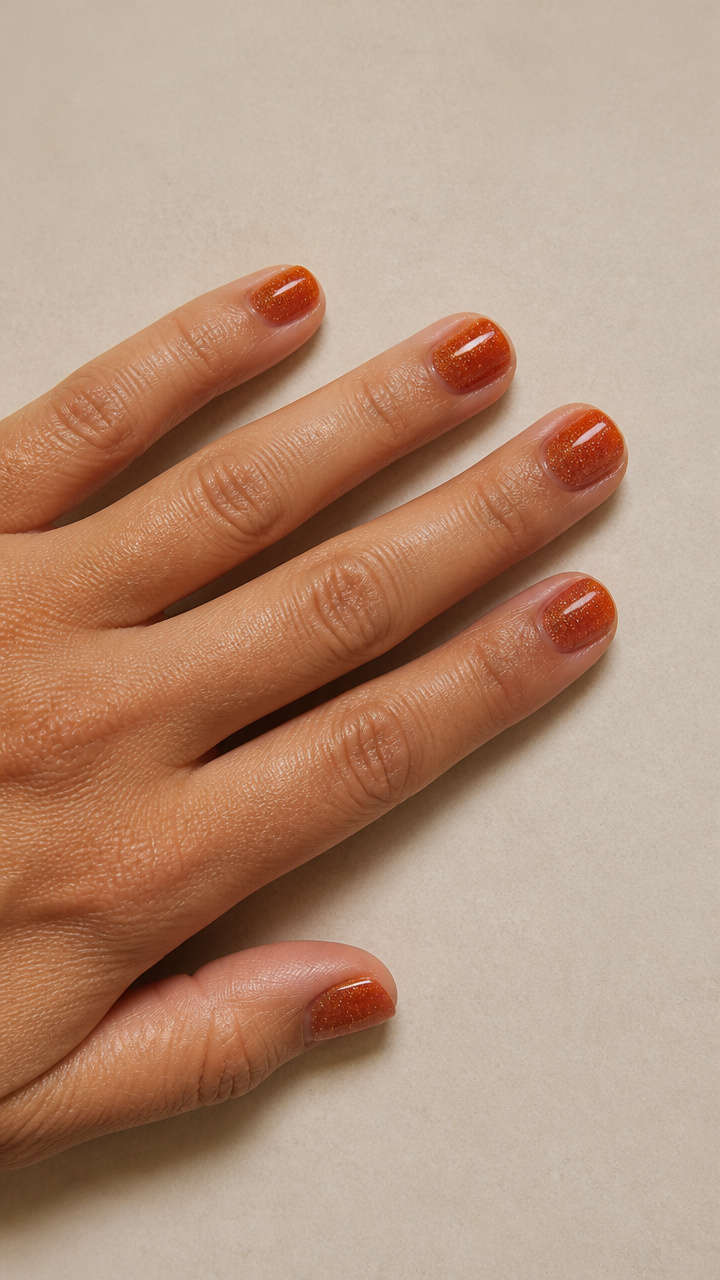 Burnt Orange Jelly with Gold Micro Glitter