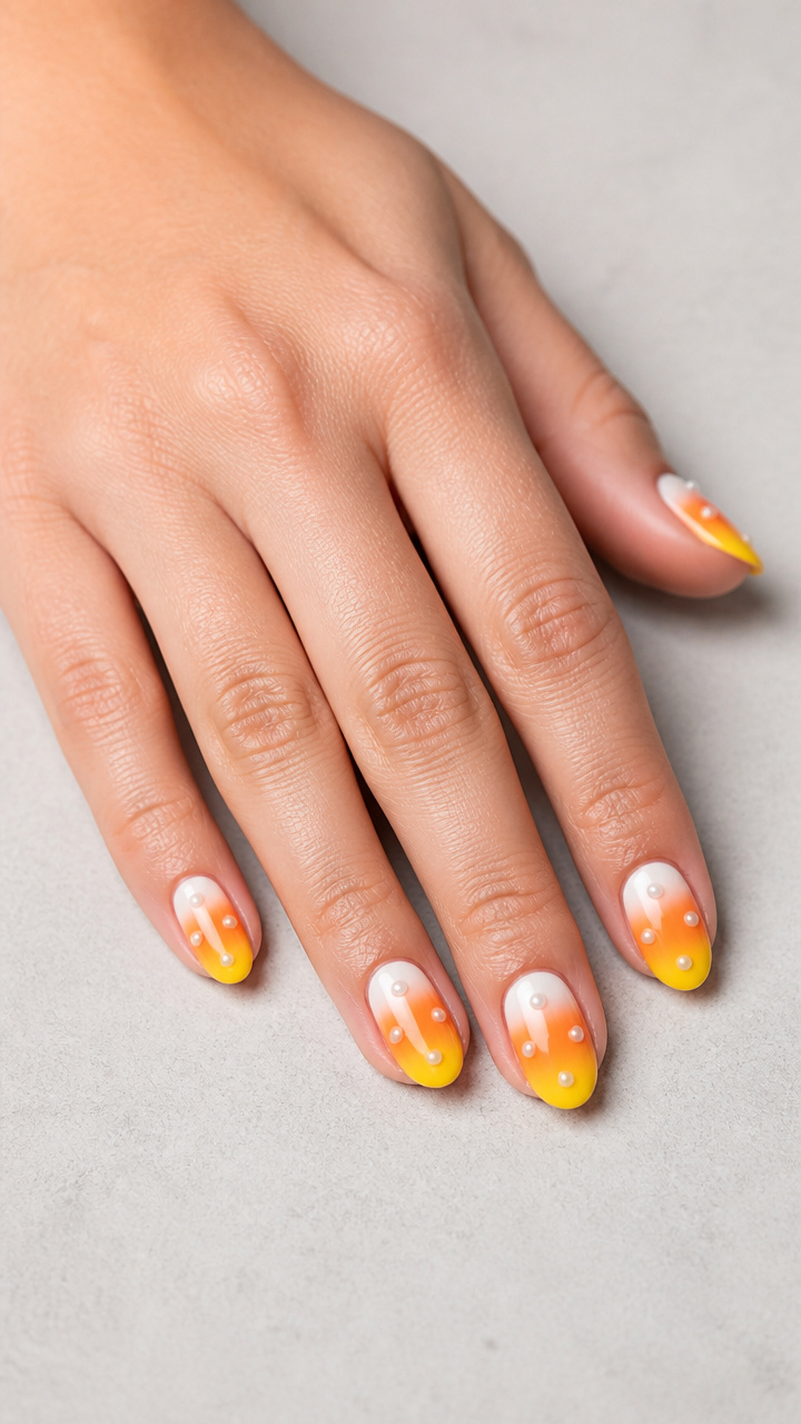Candy Corn Ombre with Pearl Dots