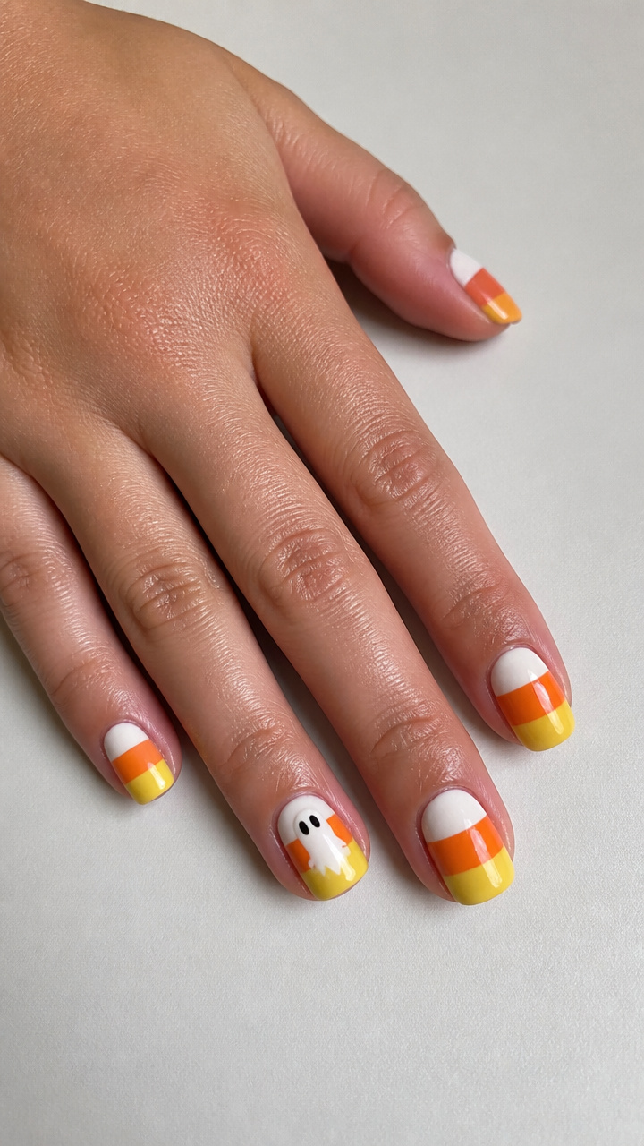 Candy Corn Tri-Color Base with Center Ghost Accent