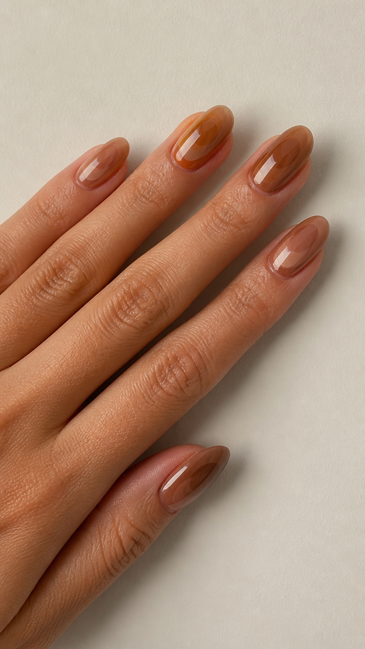 Caramel Latte Layered Gel Manicure