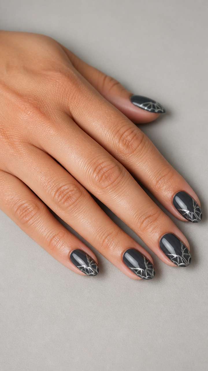 Chrome Silver Bat Wings on Charcoal Grey