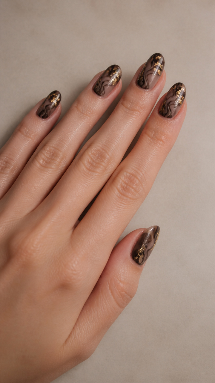 Coffee Bean Swirl with Bronze Foil Shards