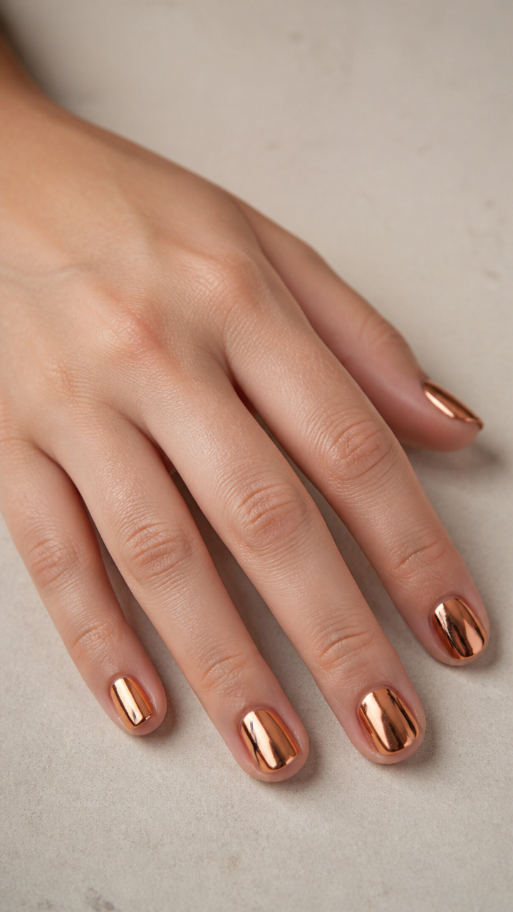 Copper Mirror Polish with Minimalist Black Streaks