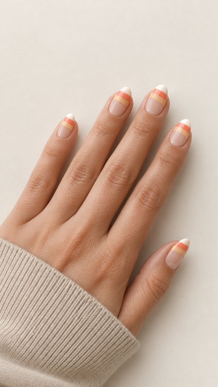 Coral Candy Corn Stripes on Nude