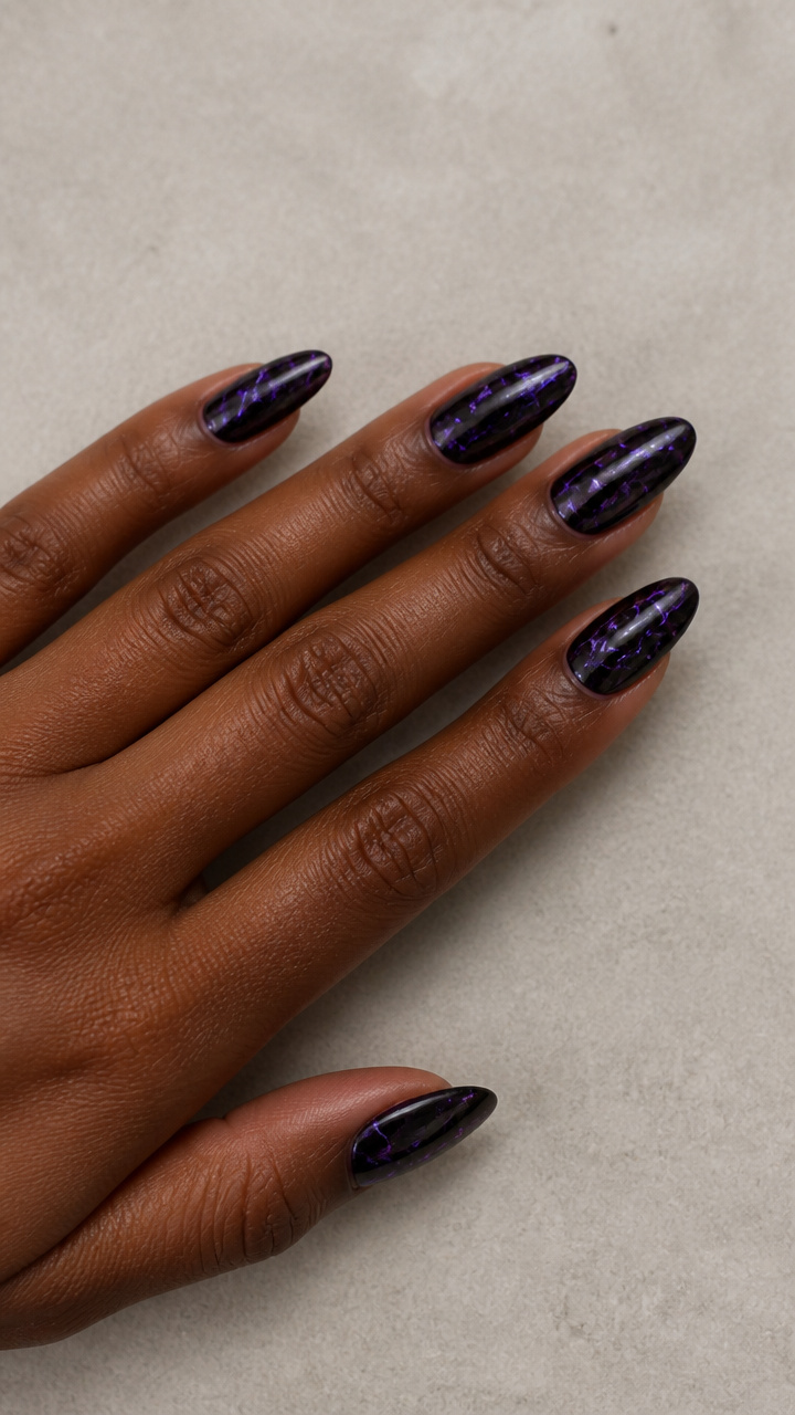 Cracked Glass Effect in Deep Violet Black