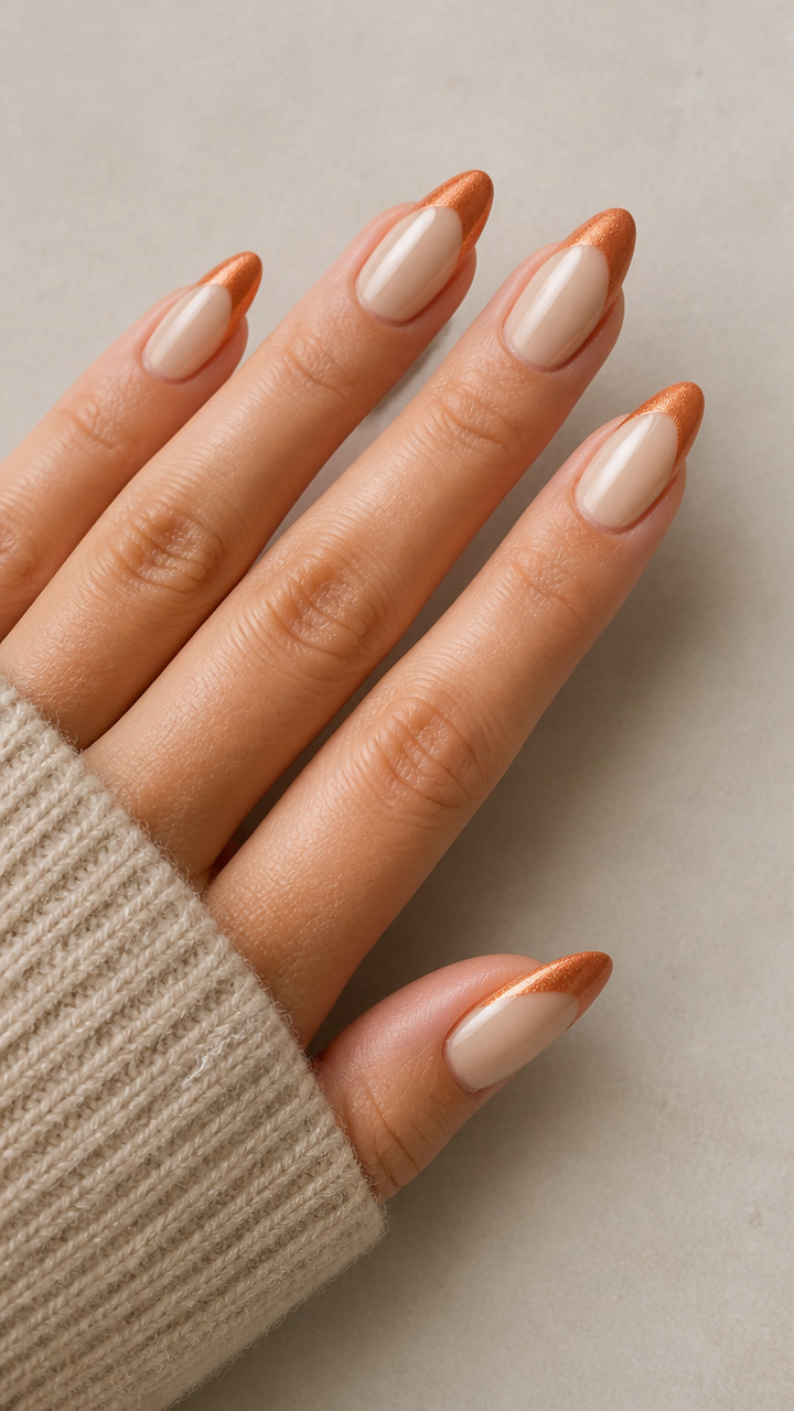 Creamy Pumpkin Spice Almond Tips with Chrome Powder