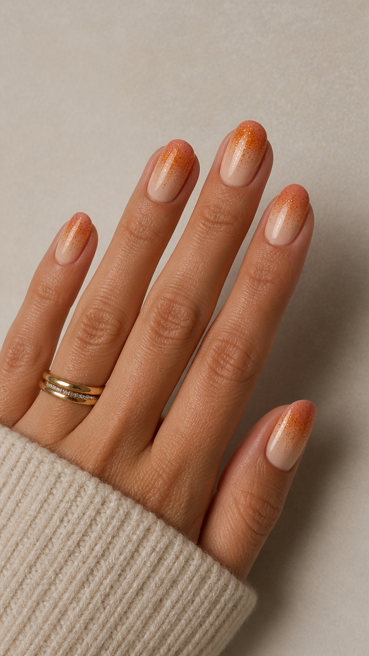 Creamy Pumpkin Spice Ombré with Micro Glitter Fade