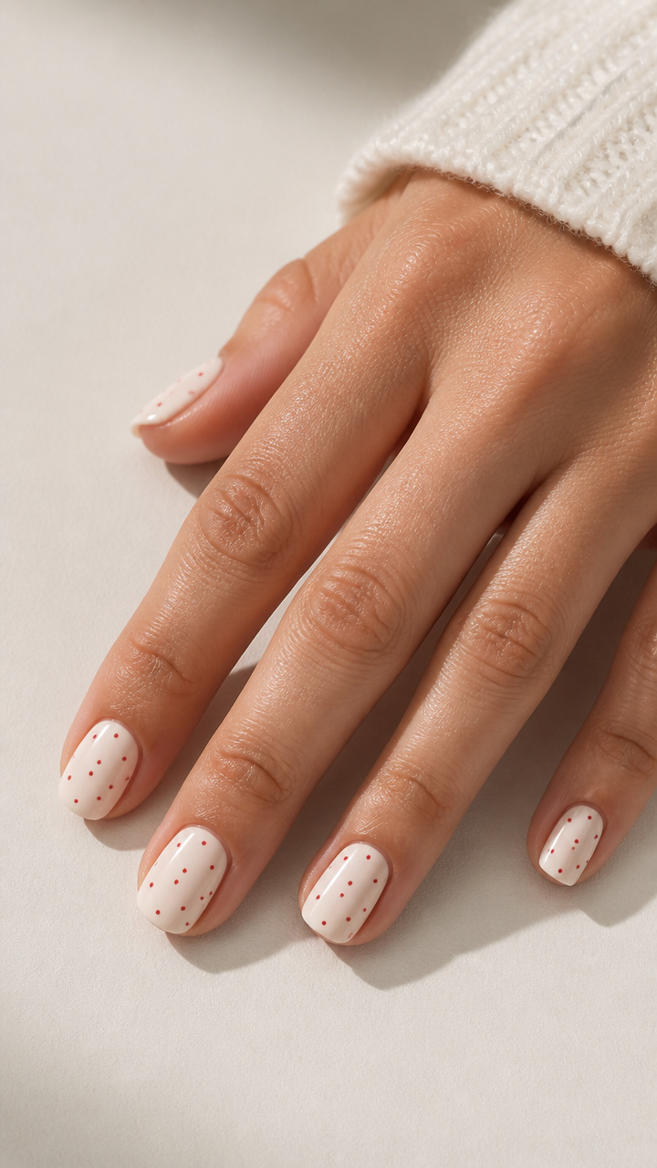 Creamy White Base with Micro Red Dots