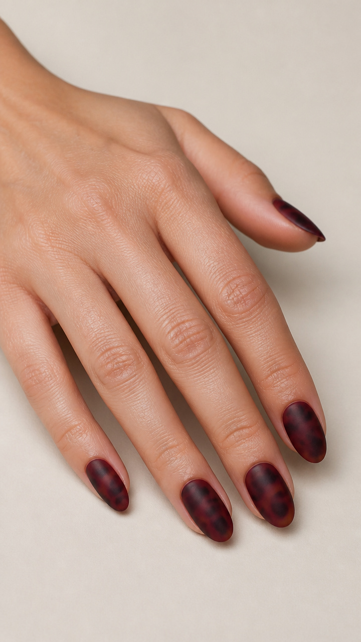 Deep Burgundy Tortoiseshell with Matte Top Coat