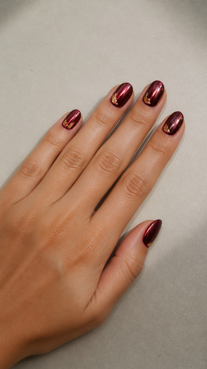Deep Merlot Chrome with Gold Leaf Accents