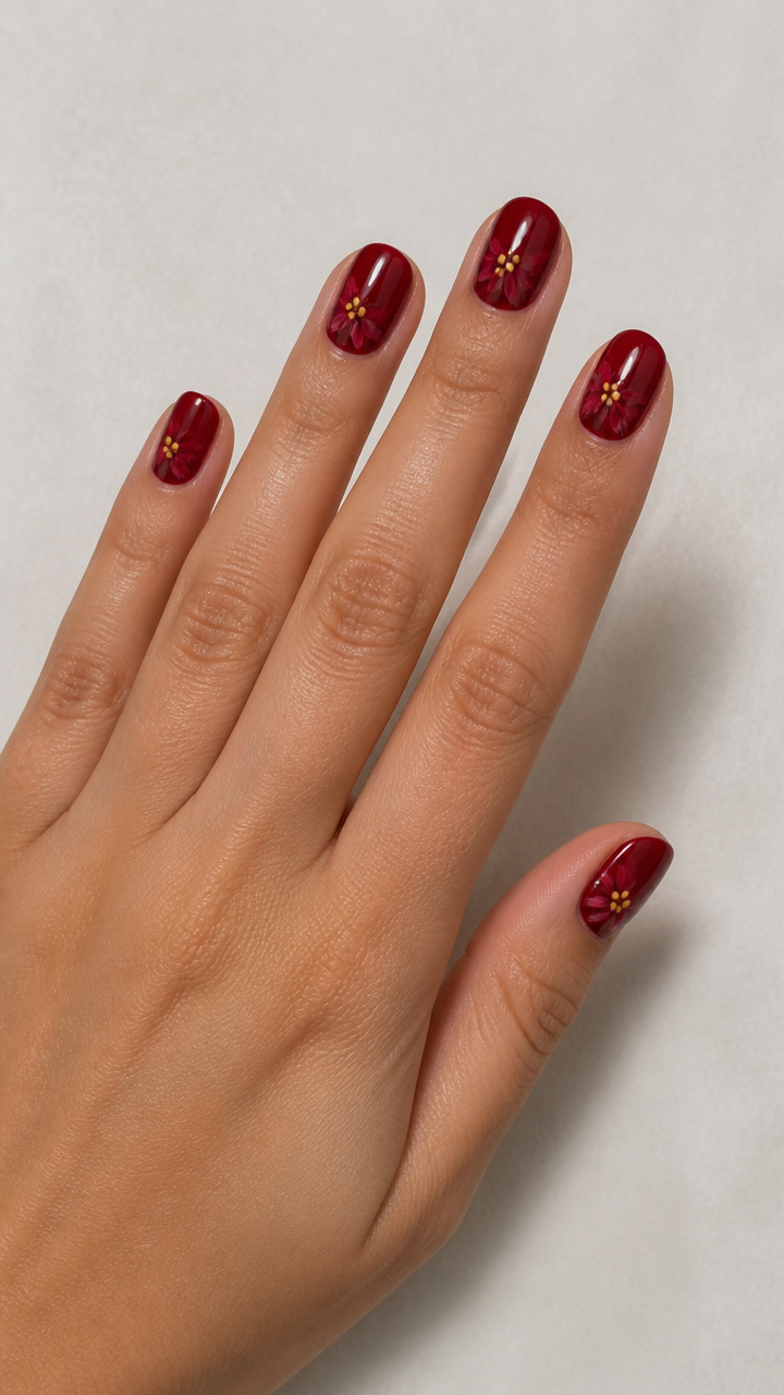 Deep Red Base with Yellow Center Details for Poinsettia Vibes
