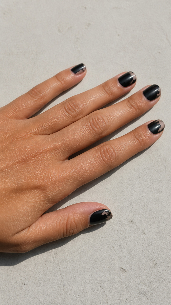 Distressed Black Chipped Polish Aesthetic