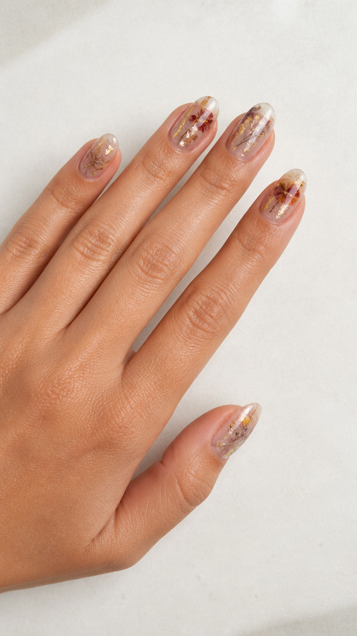 Dried Flower Chrome Encapsulation on Clear Base