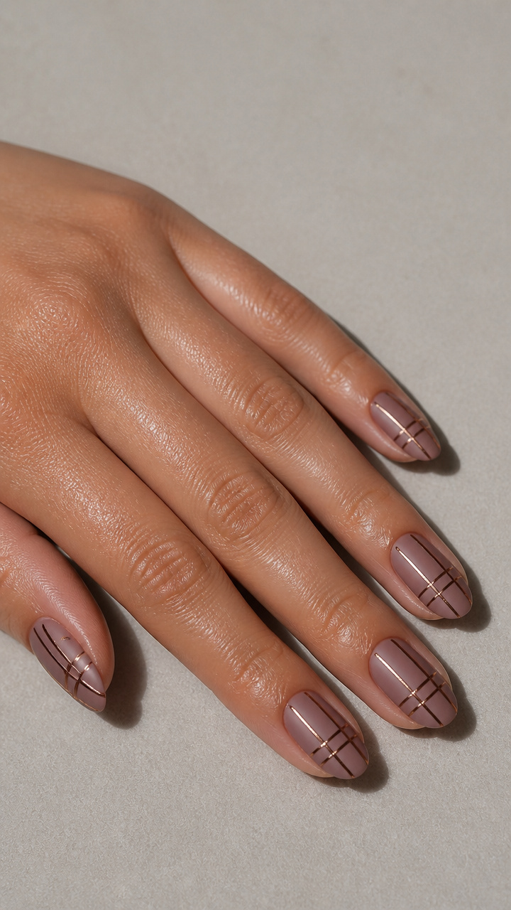Dusty Mauve Satin Finish with Bronze Metallic Crosshatching