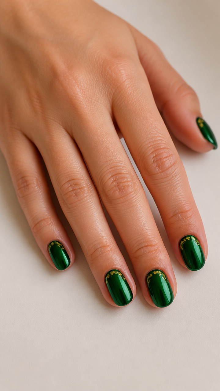 Emerald Green Chrome with Micro Gold Foil Accents