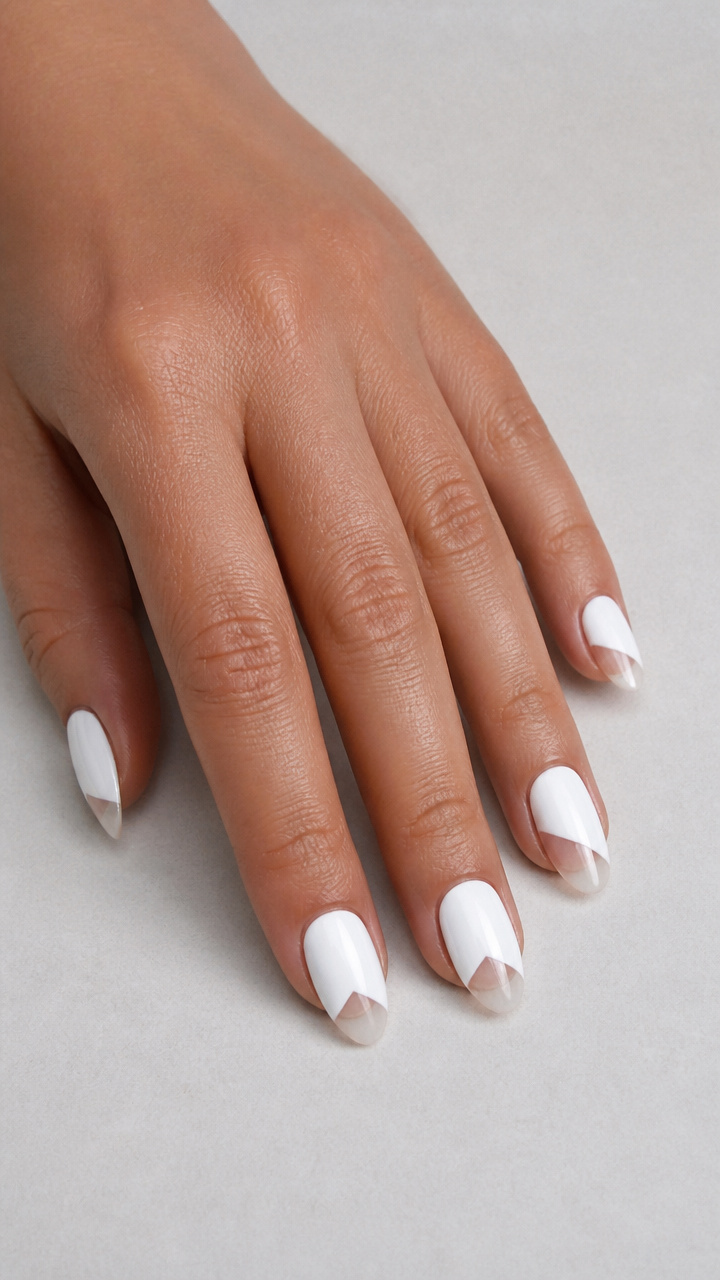 Glossy White Short Almonds with Clear Window Cutouts