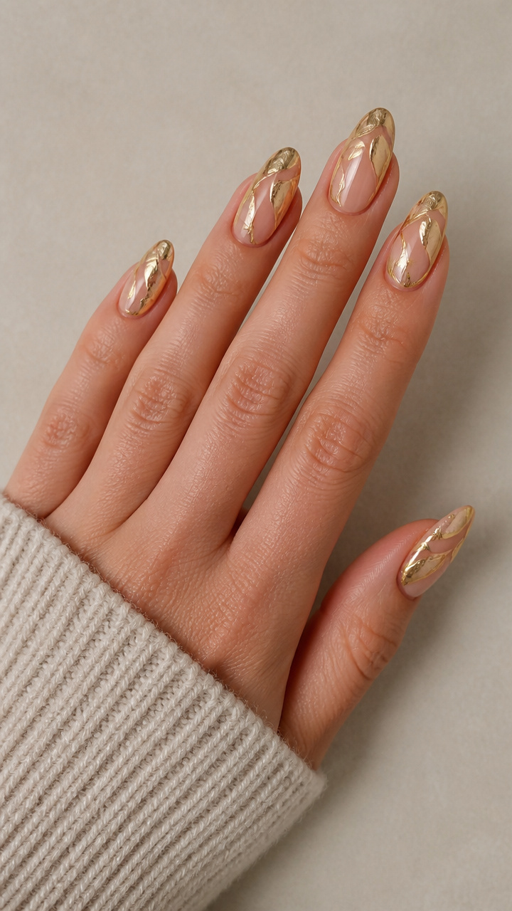 Gold Leaf Chrome Negative Space Cutout Design