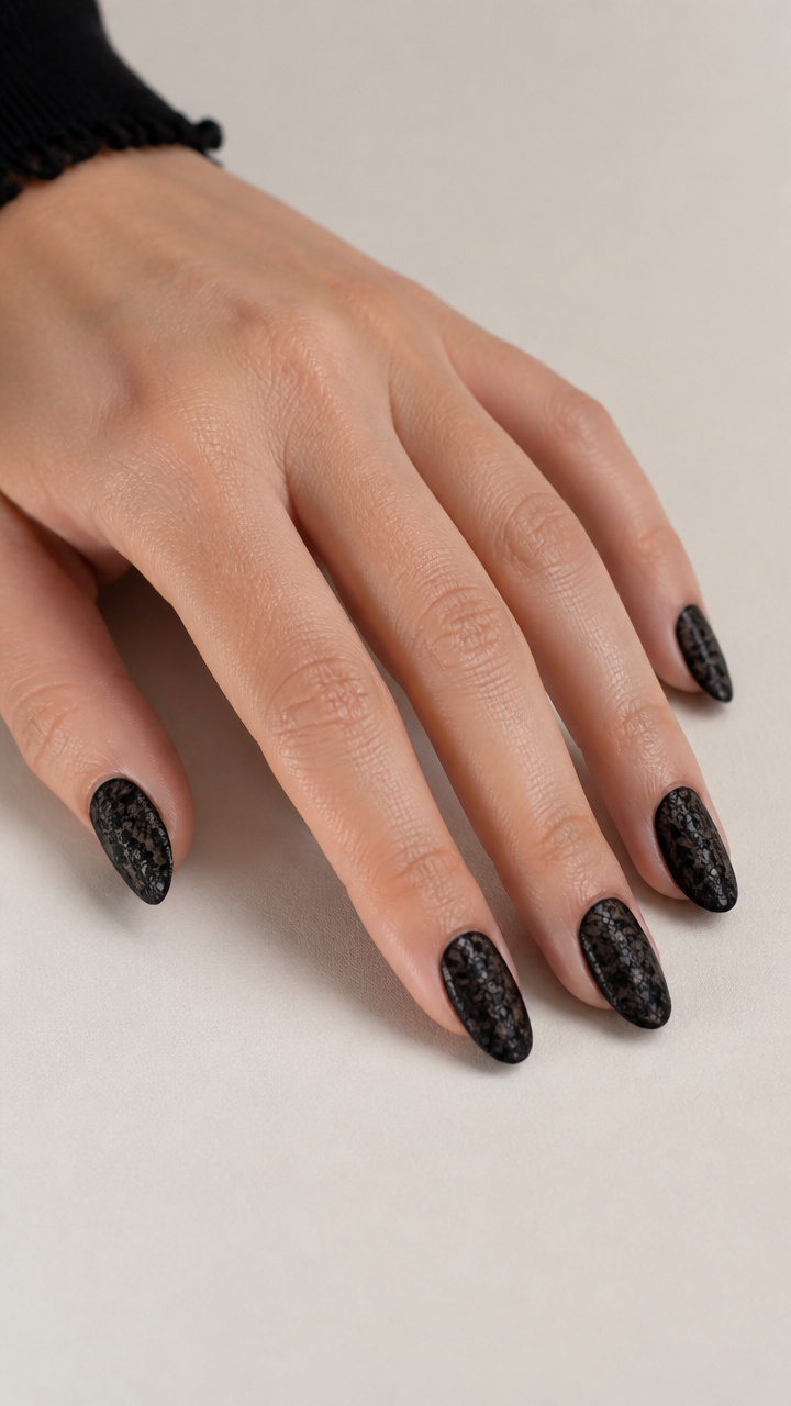 Gothic Lace Overlay on Black Base