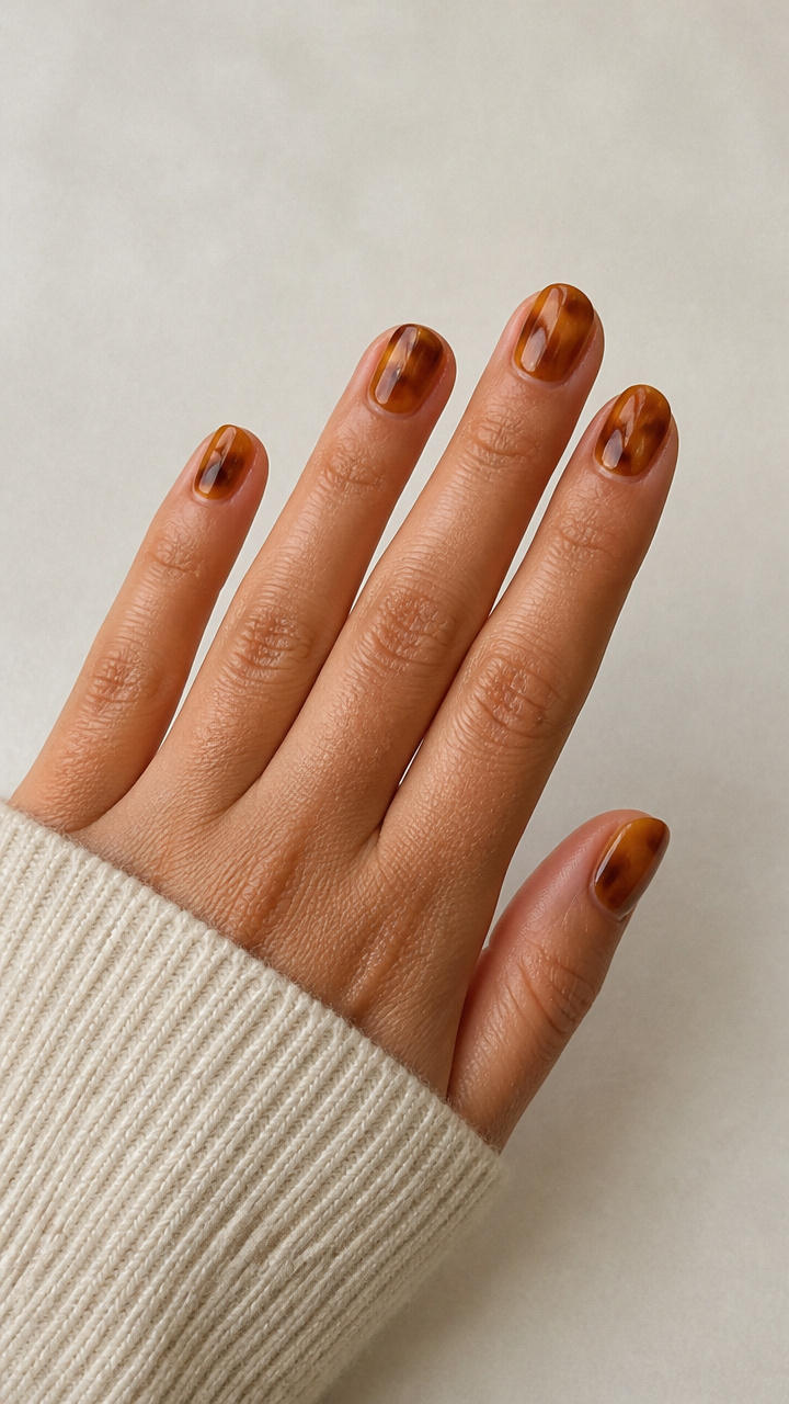 Honey Amber Glass Nail Effect
