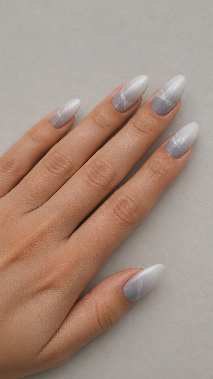 Layered White and Grey Cat Eye Ombre