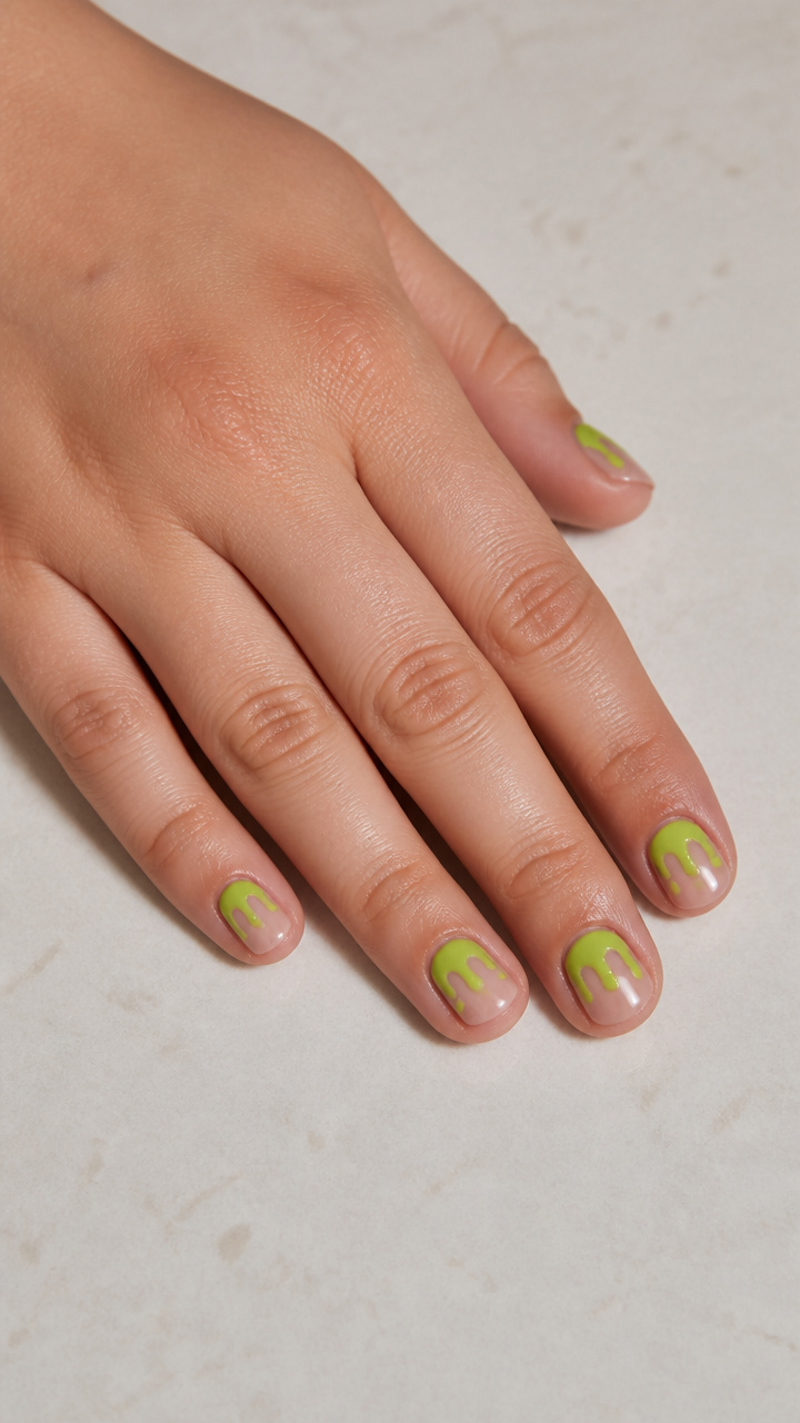 Lime Green Slime Drip Effect on Nude Base