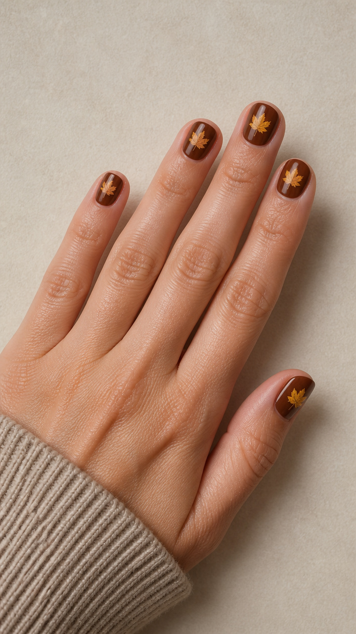 Maple Syrup Brown Base with Yellow Leaf Decals