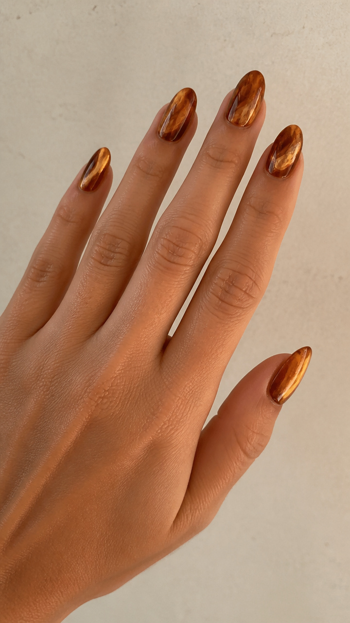 Marbled Chrome Effect with Amber and Honey Tones