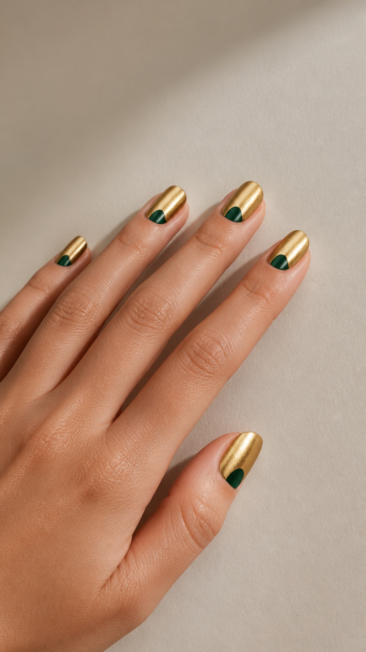 Metallic Gold Base with Emerald Green Negative Space Cutouts