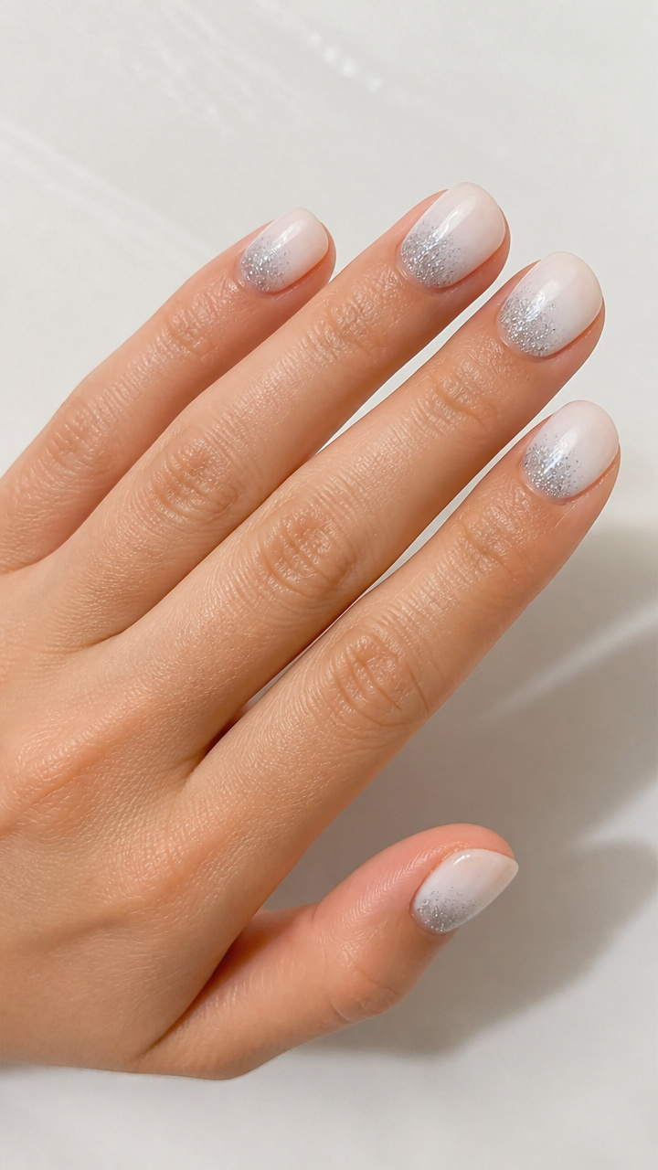 Milky White Aura with Glitter Gradient