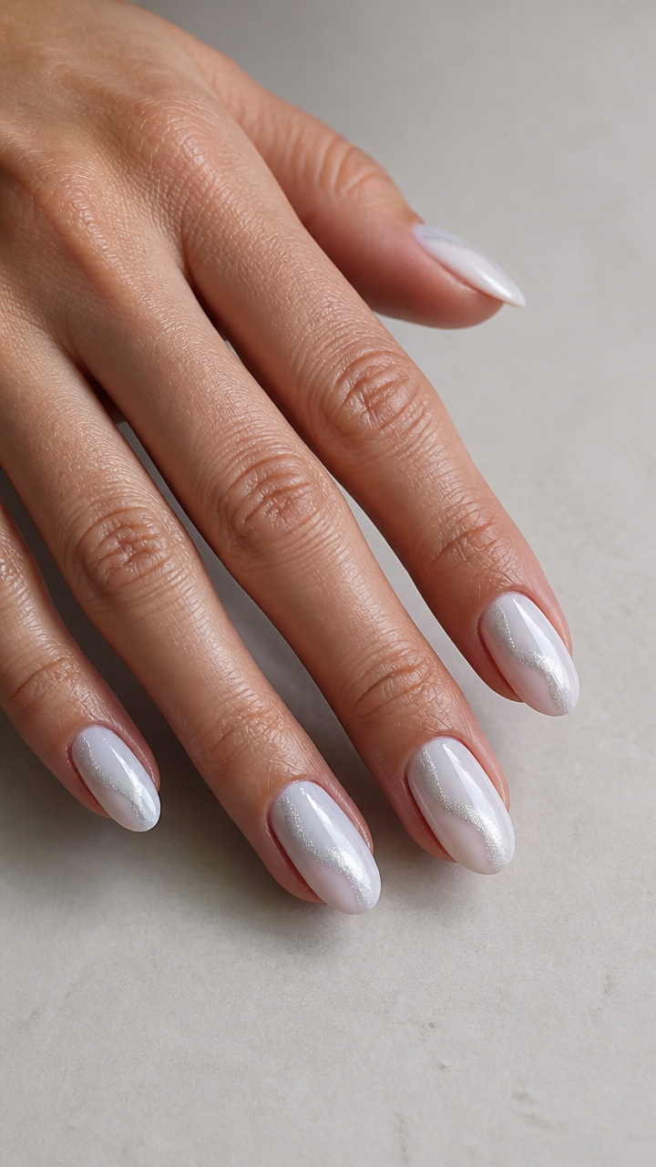 Milky White with Silver Magnetic Stripe