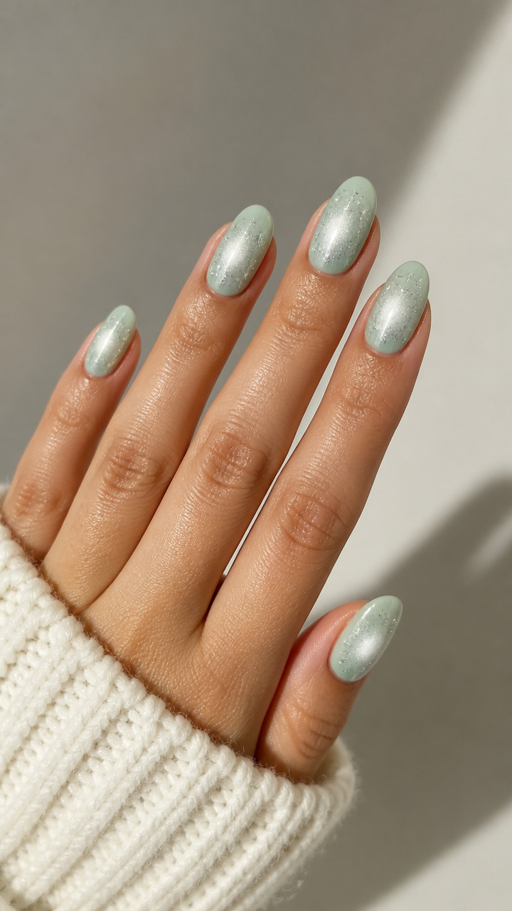 Mint Green Aura with Silver Sparkles