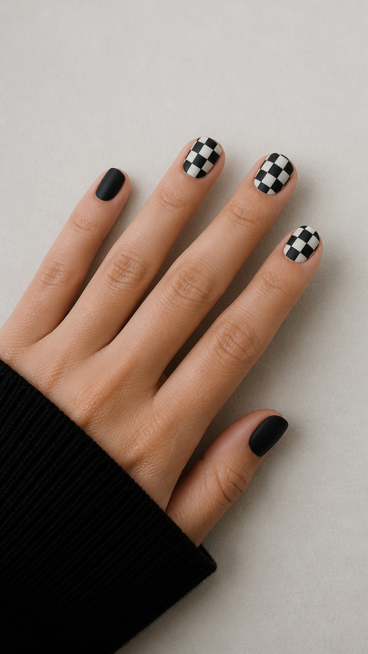 Monochrome Checkerboard Pattern with Matte Finish