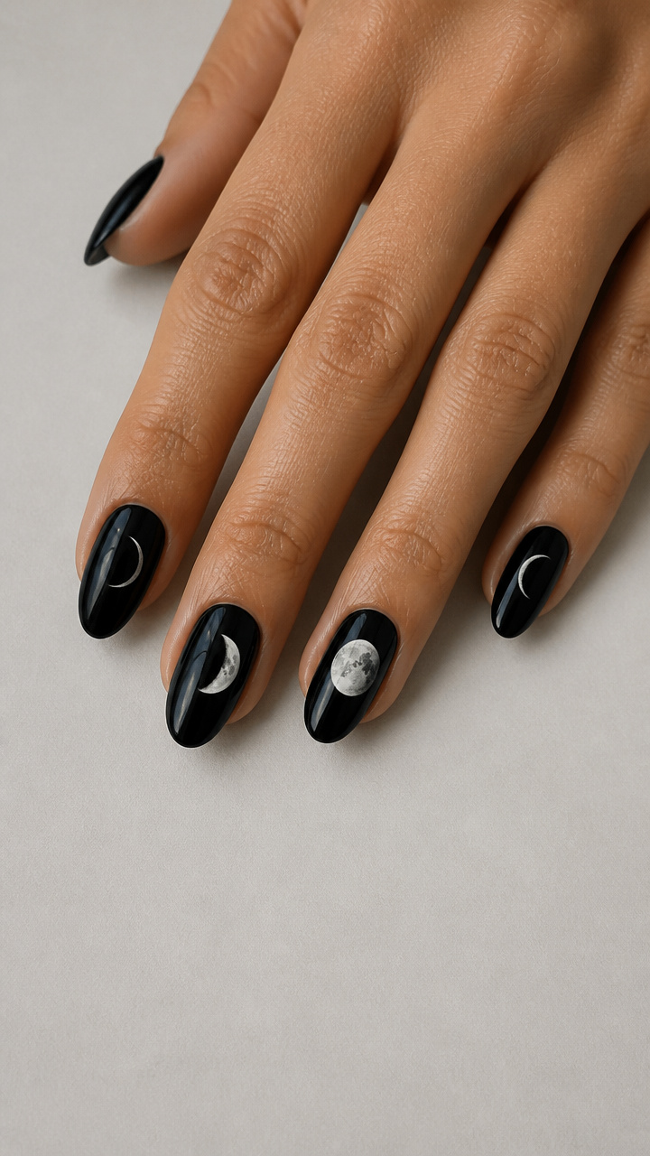 Moon Phase Progression in White on Black