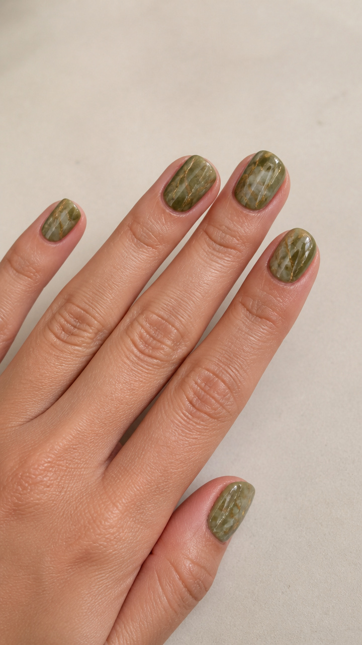 Mossy Green Marble with Gold Veins