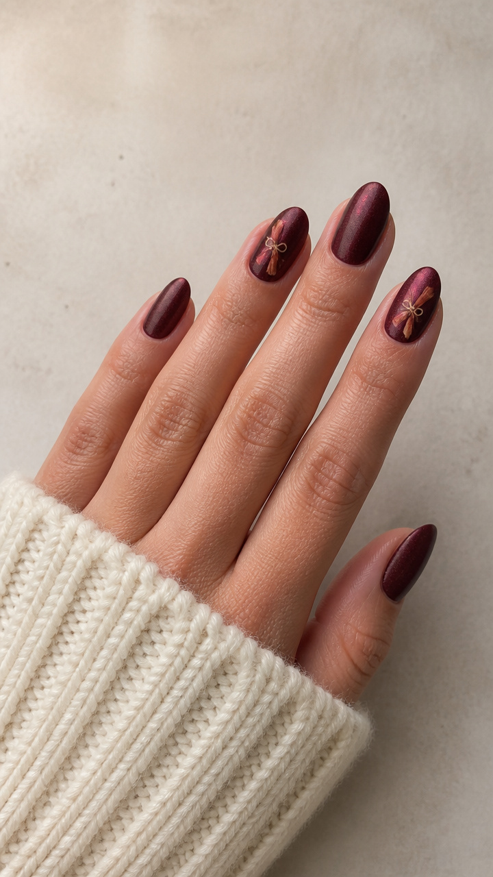 Mulled Wine Velvet Nails with Cinnamon Stick Accents