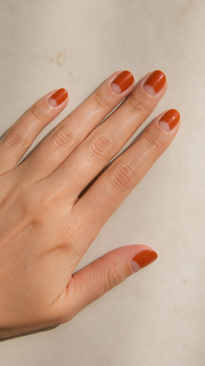 Negative Space Half-Moon Cutouts in Rust Orange