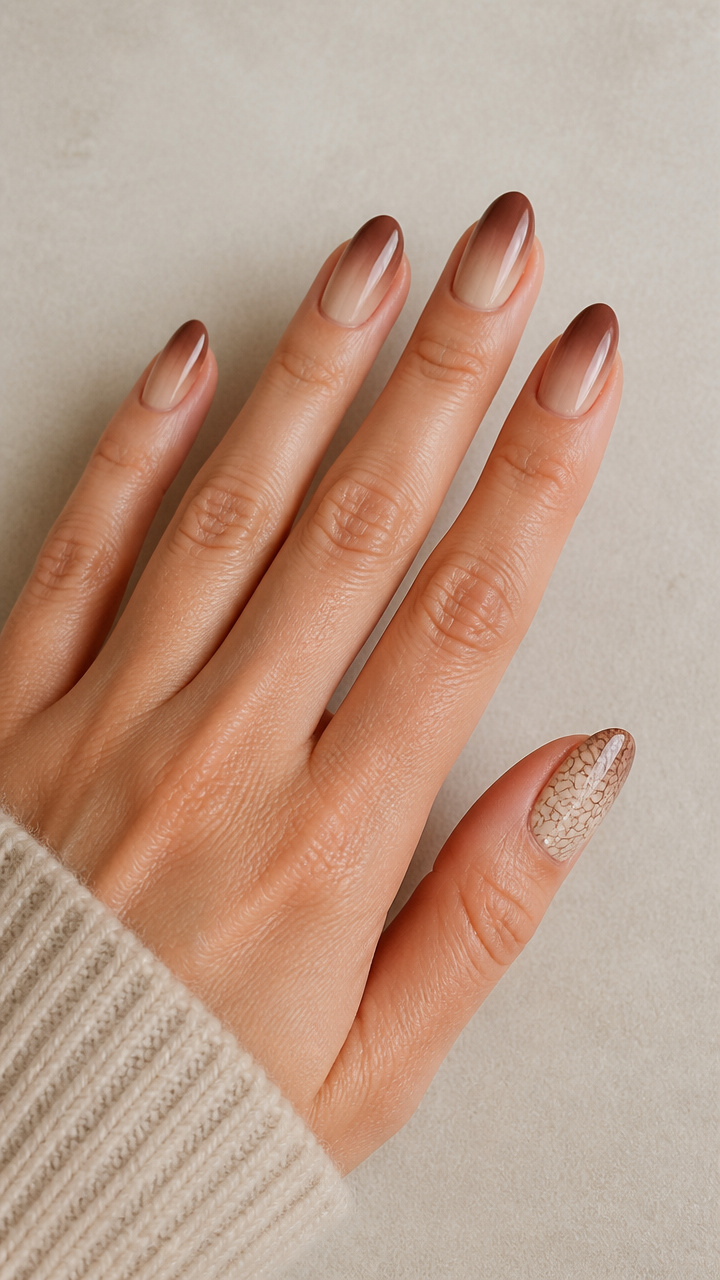Neutral Gradient with Crackle Effect on Thumb
